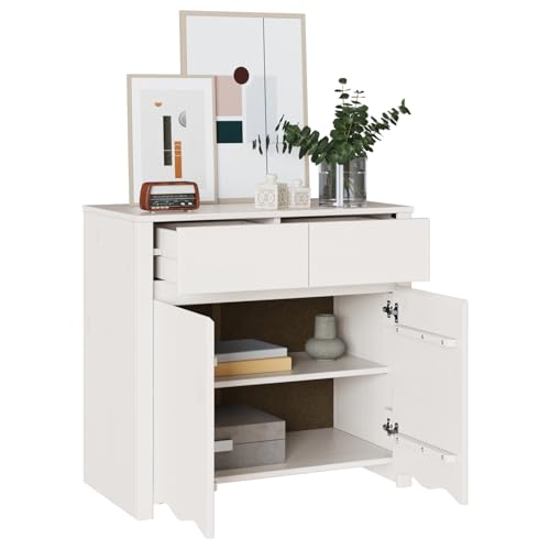 Vopese Sideboard DRAMMEN Weiß 79x43x75,5 cm Massivholz Kiefer Buffetschrank Model42003041 von Vopese