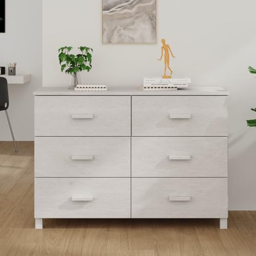 Vopese Sideboard HAMAR Weiß 113x40x80 cm Massivholz Kiefer Anrichte Model340449 von Vopese