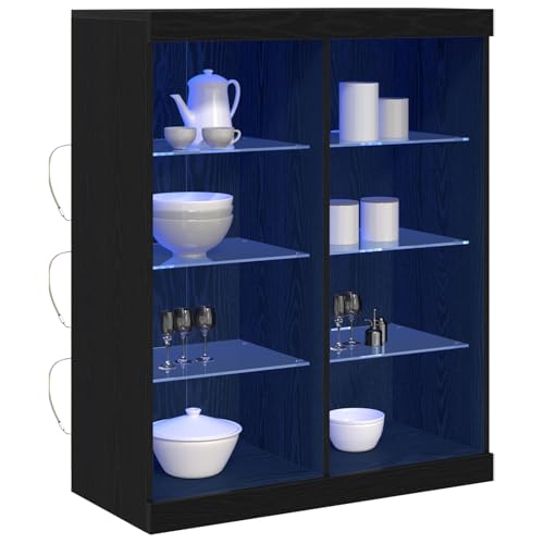 Vopese Sideboard mit LED-Lichtern Schwarz Eiche 41x37x100 cm Buffetschrank Model863050 von Vopese