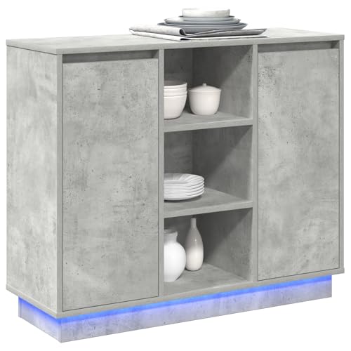 Vopese Sideboard mit LED in Beton Grau 90x32x75 cm aus Holzwerkstoff Buffetschrank Model869685 von Vopese