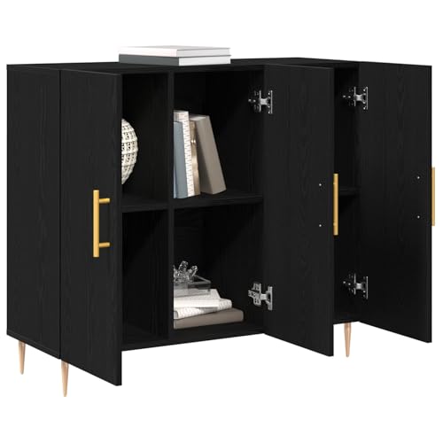 Vopese Sideboard schwarz Eiche 90x34x80 cm Schichtholz Buffetschrank Model869078 von Vopese