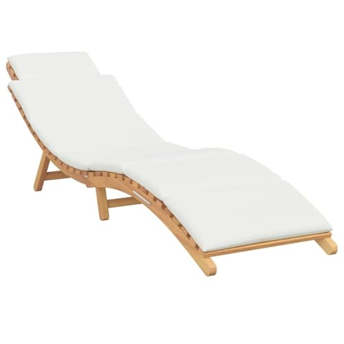 Vopese Sonnenliege Cremeweiß 188 x 55 x 59 cm Teak-Massivholz Loungesessel Model42008389 von Vopese