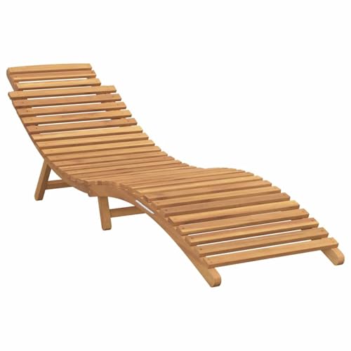 Vopese Sonnenliege Dunkelgrau 188 x 55 x 59 cm Teak-Massivholz Loungesessel Model42008390 von Vopese