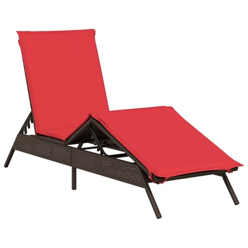 Vopese Sonnenliege mit Kissen Braun Poly Rattan Loungesessel Model4002708 von Vopese