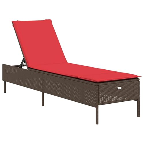Vopese Sonnenliege mit Kissen Braun Poly Rattan Loungesessel Model4002726 von Vopese