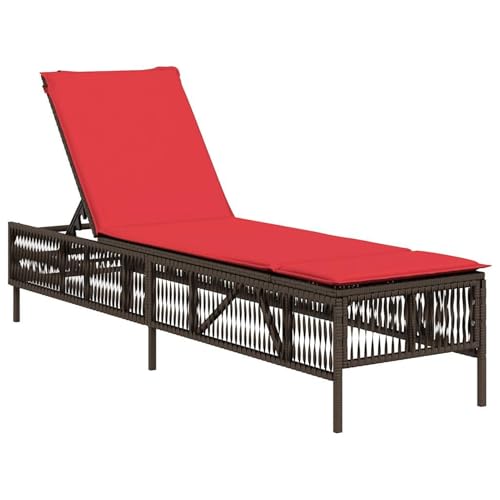 Vopese Sonnenliege mit Kissen Braun Poly Rattan Loungesessel Model4002744 von Vopese