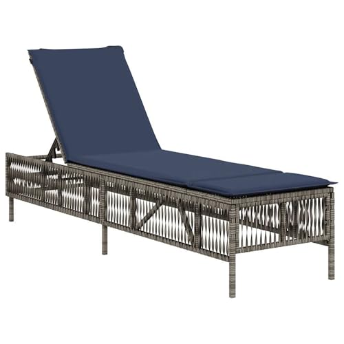Vopese Sonnenliege mit Kissen Grau Poly Rattan Loungesessel Model4002743 von Vopese