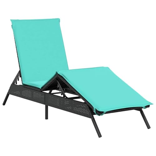 Vopese Sonnenliege mit Kissen Schwarz Poly Rattan Loungesessel Model4002709 von Vopese