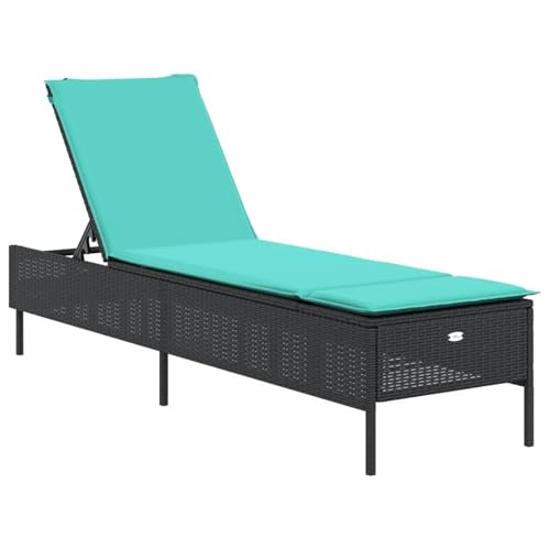 Vopese Sonnenliege mit Kissen Schwarz Poly Rattan Loungesessel Model4002727 von Vopese