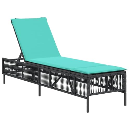 Vopese Sonnenliege mit Kissen Schwarz Poly Rattan Loungesessel Model4002745 von Vopese