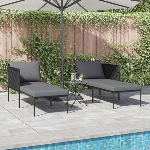Vopese Sonnenliege mit Kissen für 2 Personen Anthrazit 115x153x69,5 cm Stahl Relaxsessel Model42004135 von Vopese