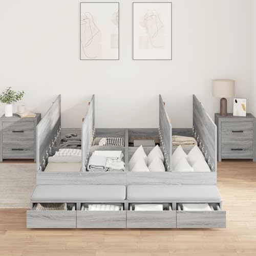 Vopese Stauraum Bettgestell Graues Sonoma Holzwerkstoff Massivholz Bettgestell Model3335642 von Vopese
