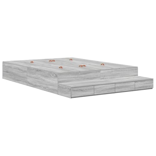 Vopese Stauraumbett Grau Sonoma Holzwerkstoff 150 x 200 cm Stauraumbett Bett mit Stauraum Model3335650 von Vopese