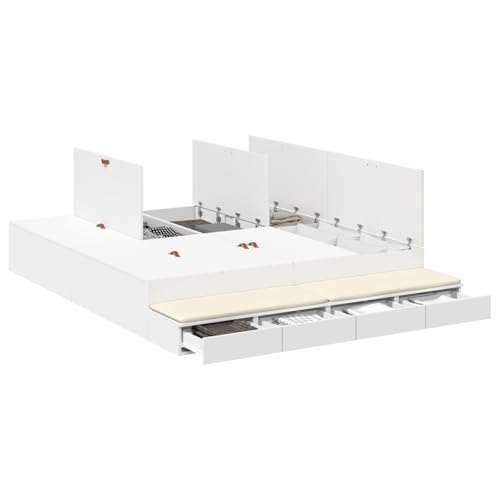 Vopese Stauraumbettgestell Weiß Holzwerkstoff 236,5 x 200 x 31,5 cm Massivholz Bettgestell Model3335621 von Vopese