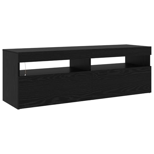 Vopese TV Schränke 2 Stück mit LED Lichtern Schwarze Eiche Holzwerkstoff, TV Schrank mit LED Schwarze Eiche 120x35x40 cm Holzwerkstoff TV Cabinet Model3332491 von Vopese