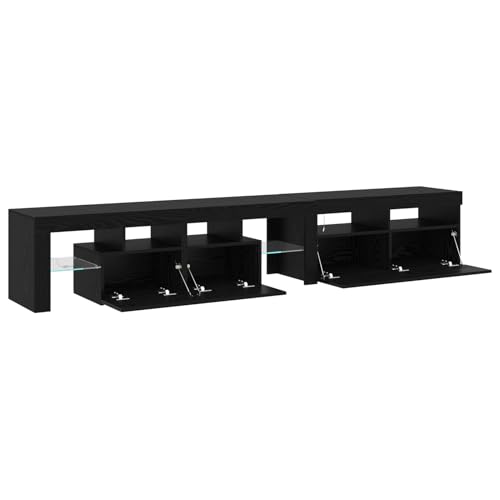 Vopese TV-Schränke 2 Stück mit LED-Lichtern Schwarze Eiche Holzwerkstoff, TV-Ständer mit LED-Lichtern - Schwarze Eiche, 90x35x40 cm, aus Holzwerkstoff TV Cabinet Model3332526 Vopese TV-Schränke 2 Stück mit LED-Lichtern Schwarze Eiche Holzwerkstoff, TV-Ständer mit LED-Lichtern - Schwarze Eiche, 90x35x40 cm, aus Holzwerkstoff TV Cabinet Model3332526 von Vopese
