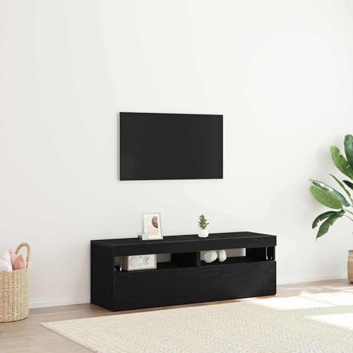 Vopese TV-Schränke mit LED-Lichtern 2 Stück Schwarz Eiche 60x35x40 cm Holzwerkstoff TV Cabinet Model862556 von Vopese