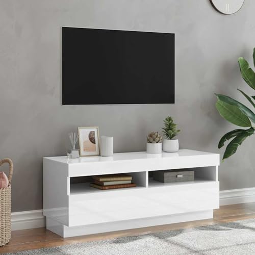 Vopese TV-Schrank mit LED-Leuchten Hochglanz-Weiß 100x35x40 cm TV Kommode Model804460 von Vopese