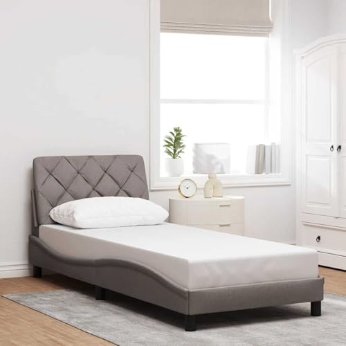 Vopese Taupe Bettgestell mit Kopfteil-Kissen, 90x200cm, für erholsamen Schlaf und Moderne Einrichtung - Polyestergewebe und Metall Model3310577 Vopese Taupe Bettgestell mit Kopfteil-Kissen, 90x200cm, für erholsamen Schlaf und Moderne Einrichtung - Polyestergewebe und Metall Model3310577 von Vopese