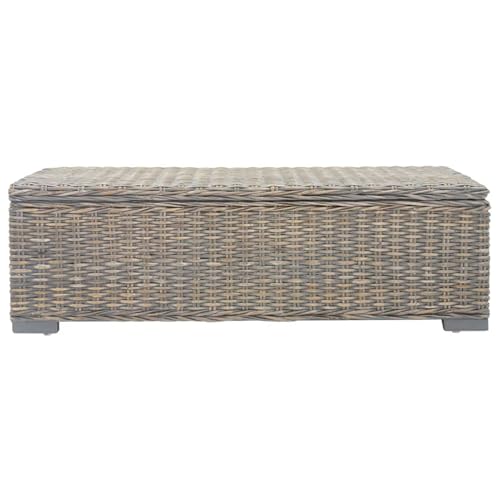 Vopese Truhe Grau 110 cm Natur Kubu Rattan & Massivholz Mahagoni Kleiderschrank Model344882 von Vopese