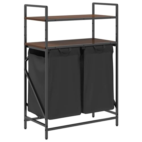 Vopese Wäschekorb 2 Fächer mit Ablagen Braune Eiche Wäschekorb Model859089 von Vopese