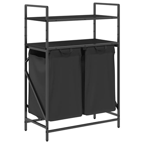 Vopese Wäschekorb 2 Fächer mit Ablagen Schwarze Eiche Wäschekorb Model859085 von Vopese