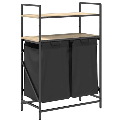 Vopese Wäschekorb 2 Fächer mit Ablagen Sonoma Eiche Wäschekorb Model859086 von Vopese
