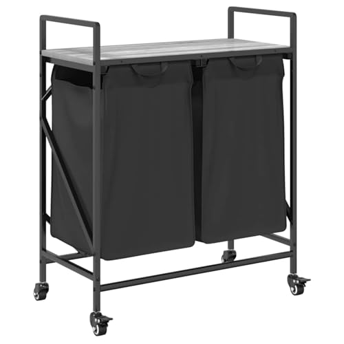 Vopese Wäschekorb 2 Fächer mit Rollen Grau Sonoma Wäschekorb Model859098 von Vopese