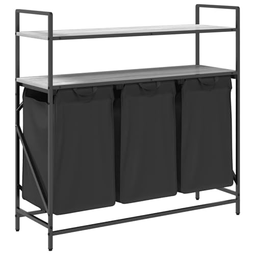 Vopese Wäschekorb 3 Fächer mit Ablagen Grau Sonoma Wäschekorb Model859083 von Vopese