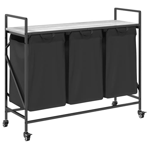 Vopese Wäschekorb 3 Fächer mit Rollen Grau Sonoma Wäschekorb Model859093 von Vopese