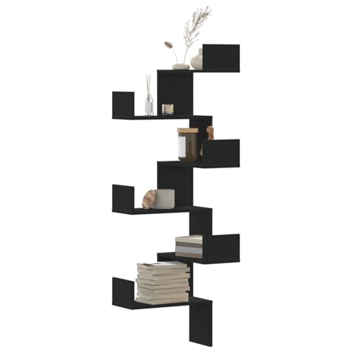 Vopese Wand-Eckregal Schwarz 45x45x147 cm Holzwerkstoff Standregal Model852637 von Vopese