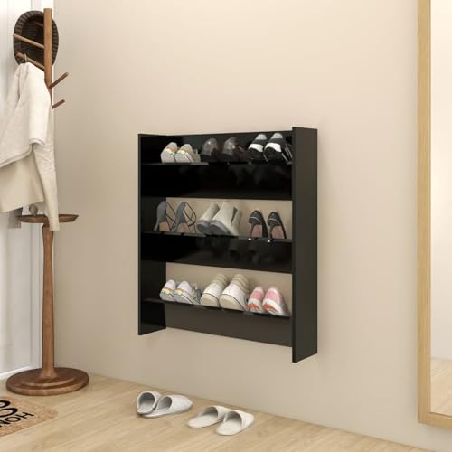 Vopese Wand-Schuhschrank Schwarz 80x18x90 cm Holzwerkstoff Schuhregal Model806779 von Vopese