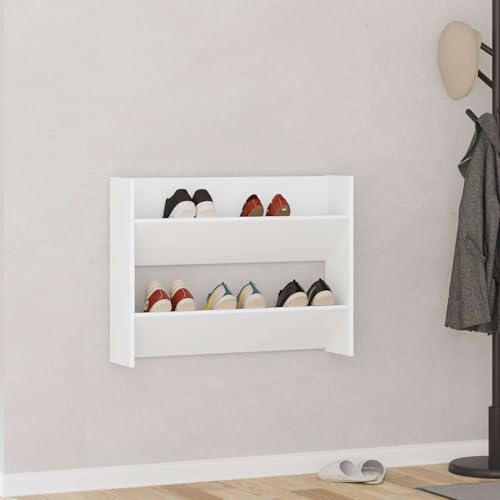 Vopese Wand-Schuhschrank Wei? 80x18x60 cm Holzwerkstoff Schuhregal Model806741 von Vopese