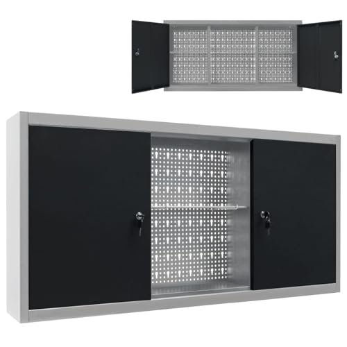 Vopese Wand-Werkzeugschrank Industrie-Stil Metall Grau und Schwarz Werkzeugschrank Model145366 von Vopese