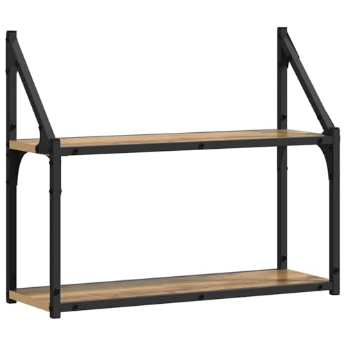 Vopese Wandregal Eiche handwerklich 60 x 21 x 51 cm Holzwerkstoff Leiste Model883514 von Vopese