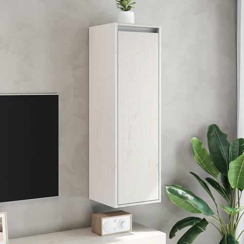 Vopese Wandschrank Weiß 30x30x100 cm Massivholz Kiefer Wandschrank Model813507 von Vopese