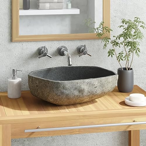 Vopese Waschbecken Flussstein Oval 45-53 cm Waschschale Waschtisch Waschplatz Handwaschbecken Aufsatzwaschbecken Badmöbel Vopese Waschbecken Flussstein Oval 45-53 cm Waschschale Waschtisch Waschplatz Handwaschbecken Aufsatzwaschbecken Badmöbel von Vopese