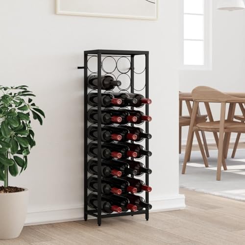 Vopese Weinregal für 27 Flaschen Schwarz 34x18x100 cm Schmiedeeisen Flaschenständer Model358365 von Vopese