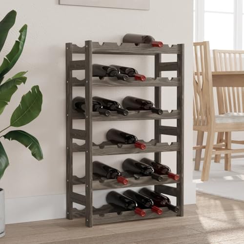 Vopese Weinregal für 30 Flaschen Grau Massivholz Kiefer Flaschenständer Model373380 von Vopese