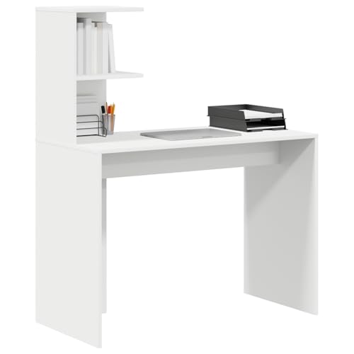 Vopese Weißer Schreibtisch Weiß MDF Kompakt Dekorative Intarsien Computertisch Model869354 von Vopese