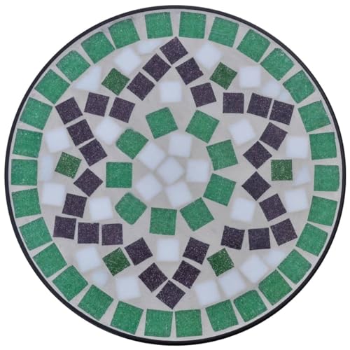 Vopese Wetterfester Mosaik-Tisch | Grün, Weiß, Schwarz | Eisen + Keramik | 30 cm Durchmesser | für Garten, Balkon, Terrasse Model41130 von Vopese