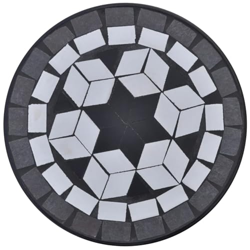 Vopese Wetterfester Mosaik-Tisch | Schwarz-Weiß | 30 cm | für Garten, Balkon, Terrasse Model41129 von Vopese