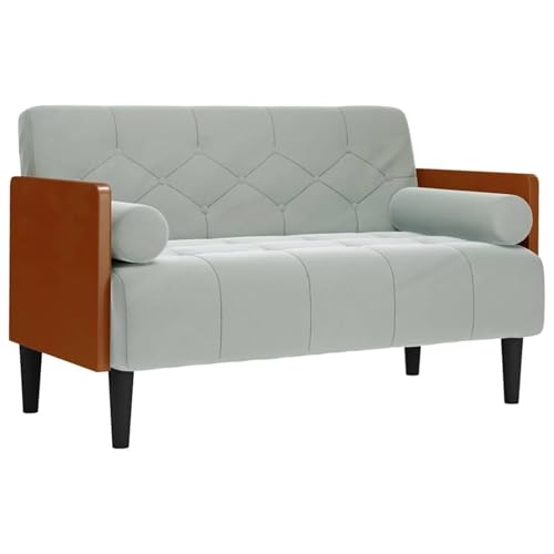 Vopese Zweisitzer-Sofa Hellgrau Samt Komfortables Sitzen 116x68x74,5 cm - Wohnzimmer & Home Office Model4100601 von Vopese