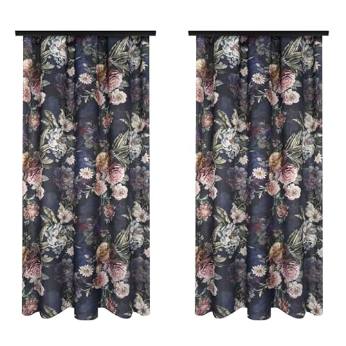 Voppi 2er Set Deko Vorhänge 140 x 260 cm dunkle Vorhänge bunt große Blumen fertig Fenstervorhänge mit Kräuselband ideal für Balkon- oder Terrassenfenster Voppi 2er Set Deko Vorhänge 140 x 260 cm dunkle Vorhänge bunt große Blumen fertig Fenstervorhänge mit Kräuselband ideal für Balkon- oder Terrassenfenster von Voppi sunshine at home