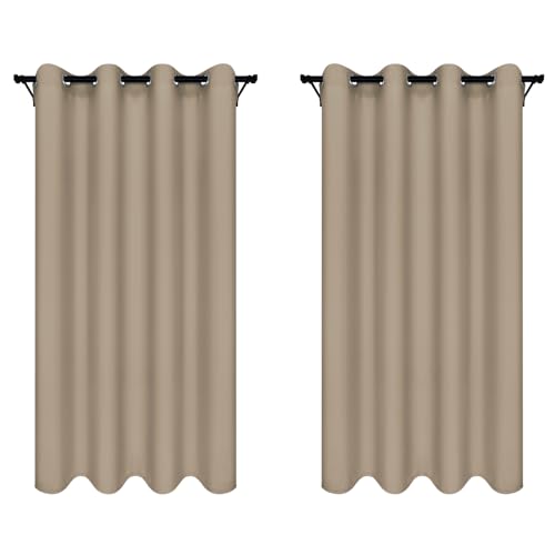 Voppi Beige Dekorative Vorhänge 140 x 240 cm moderne einfarbige Ösenvorhänge blickdicht Fenstervorhänge Balkon Terrassenfenster 2er Set von Voppi sunshine at home