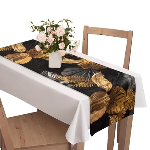 Voppi Deko Tischdecke mit Motiv Große Blätter elegant 40x120cm Tischläufer Monstery Blatt Tisch Küchentisch Esszimmer Wohnzimmer von Voppi sunshine at home