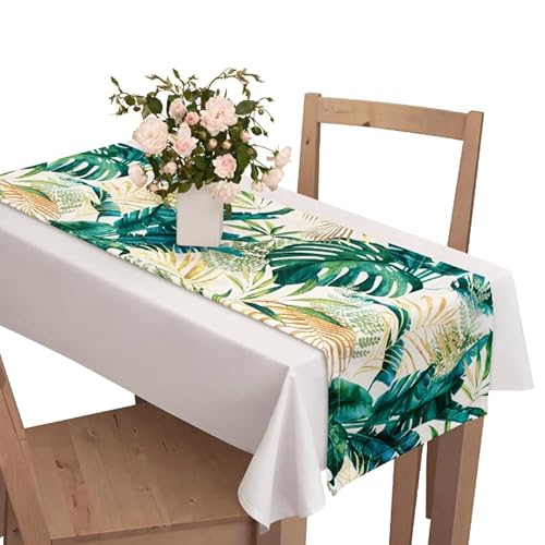 Voppi Eleganter Tischläufer gemustert 110cm Deko Tischdecke Laubmotiv gold grün Monsters für Esstisch Wohnzimmer Restaurant von Voppi sunshine at home