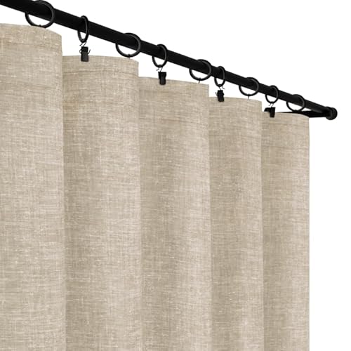Voppi Fenstervorhang für Zuhause mit Leinenmuster 140x230 cm beige halbdunkler Vorhang einfarbig mit Kräuselband Tunnelvorhang oder Frosch Sicherheitsnadeln von Voppi sunshine at home