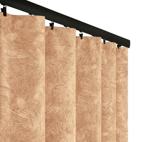 Voppi Fenstervorhang mit Universal-Kräuselband 140x230 cm halbverdunkelnd Blickdicht Steinmuster-Vorhang bernsteinfarben orange schöner Vorhang für den Innenbereich von Voppi sunshine at home