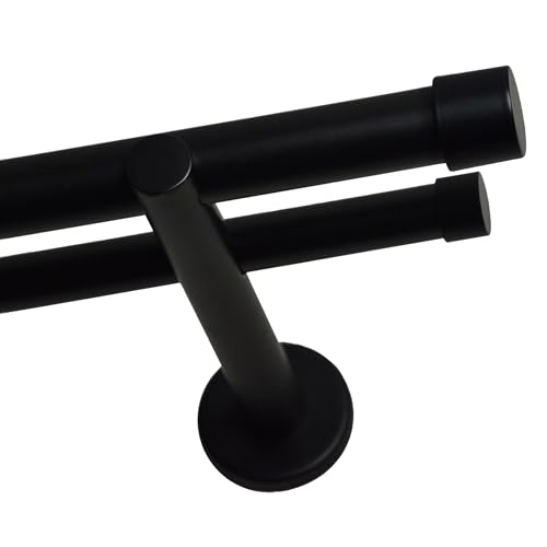 Voppi Gardinenstange 380cm schwarz 25mm Doppel Rohr-Loft aus Stahl robust auf Träger mit Abschlüssen pulverbeschichtet für Fenster von Voppi sunshine at home